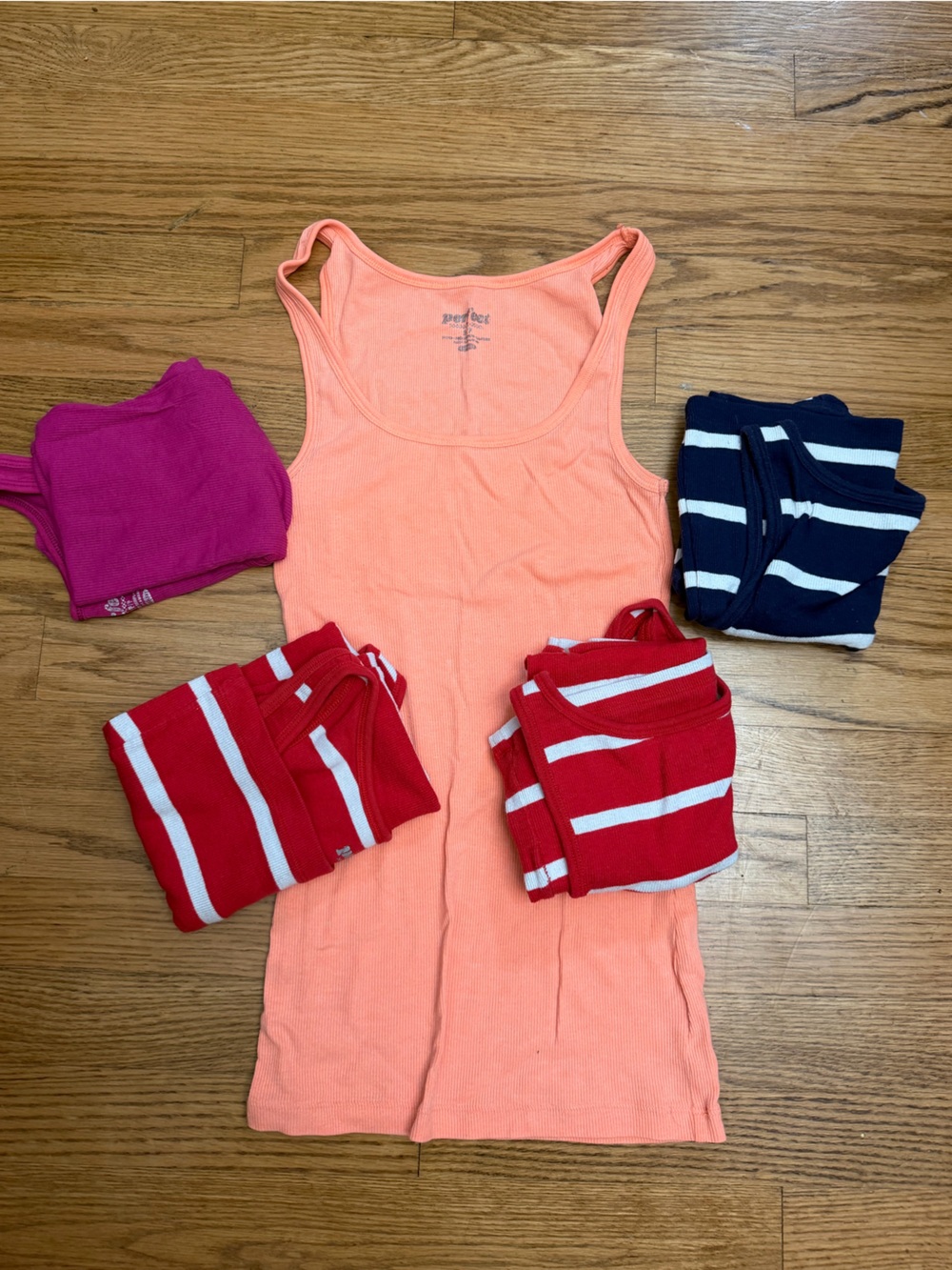 Old Navy Perfect Ribbed Tank Top Lot of 5 Striped & Solid Small